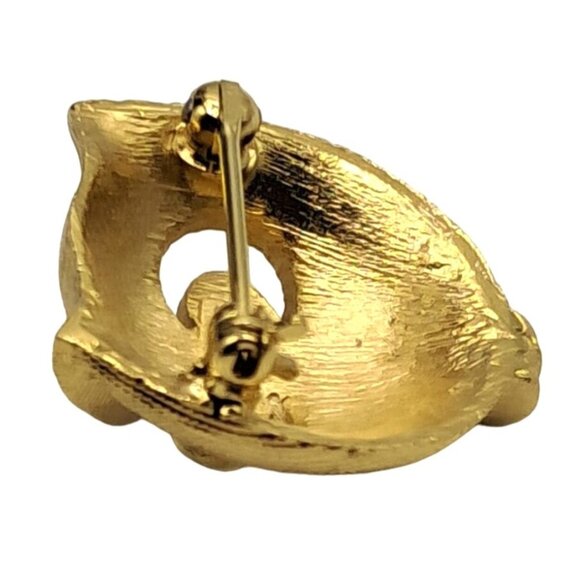 Vintage Trifari Owl Brooch Gold Tone Figural Pin Costume Jewelry Modernist - Picture 10 of 11